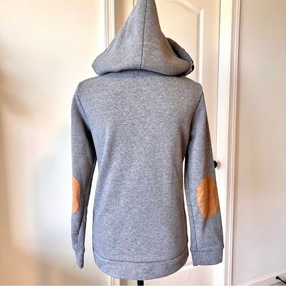 YISIDA Faux Suede Elbow Patch Camo Lined Hooded Sweatshirt—SZ. Medium - Picture 8 of 16